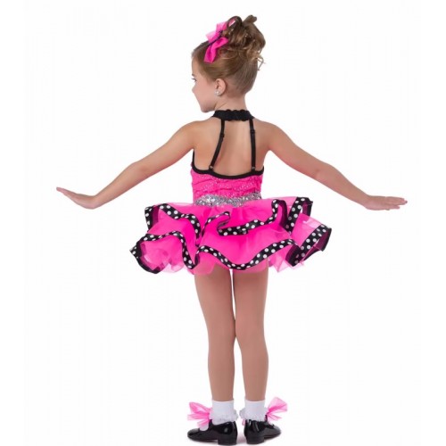 Children toddlers Pink sequins jazz dance costumes modern dance ballet tutu ballerina princess performance costumes Puffy skirt film drama birthday party cosplay outfits